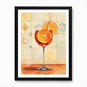 Aperol Spritz Tiled Illustration 1 Art Print