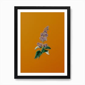 Vintage Lady Josika's Lilac Flower Botanical on Sunset Orange n.0783 Art Print