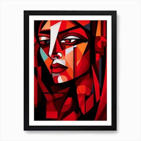 Cubist Abstract Geometric Lady Illustration 3 Art Print