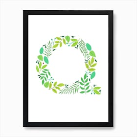 Leafy Letter Q Art Print