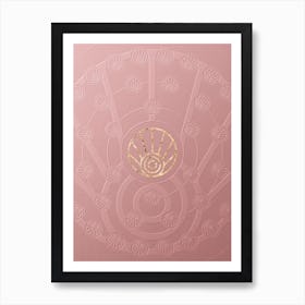 Geometric Gold Glyph Abstract on Circle Array in Pink Embossed Paper n.0046 Art Print