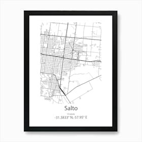 Salto,Uruguay Minimalist Map Art Print