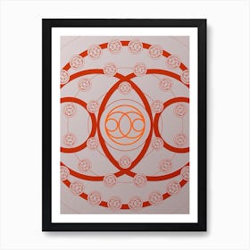 Geometric Abstract Glyph Circle Array in Tomato Red n.0006 Art Print