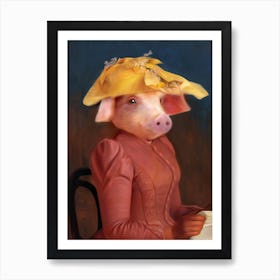 Lady Margaret The Tasteful Piggy Pet Portraits Art Print