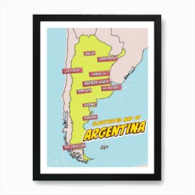 Pop Art Map Of Argentina Poster