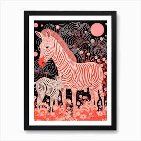 Mother Zebra & Calf Pattern Art Print