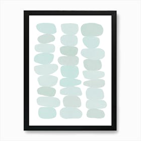 Serenity Organic Abstract Pebbles Tonal Pastel Blues Art Print