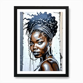 Graffiti Mural Of Beautiful Black Woman 349 Art Print