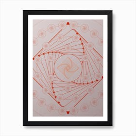 Geometric Abstract Glyph Circle Array in Tomato Red n.0005 Art Print