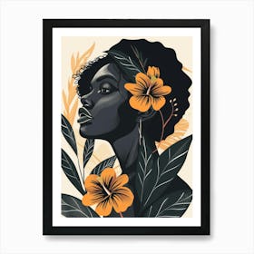 Black Woman With Flowers 7 Art Print