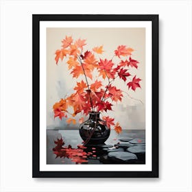 Bouquet Of Autumn Blaze Maple Flowers, Autumn Fall Florals Painting 1 Art Print