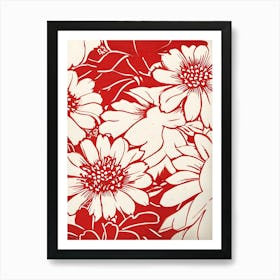 Red And White Flowers 5 Art Print