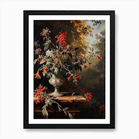 Baroque Floral Still Life Bee Balm 1 Art Print