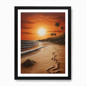 Sunset On The Beach Art Print