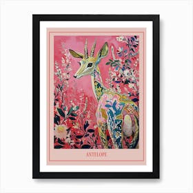 Floral Animal Painting Antelope 2 Poster Art Print