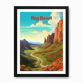 Big Bend National Park Landscape Modern Travel Illustration Art Print