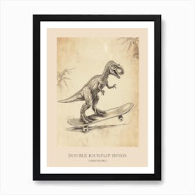 Carnotaurus Vintage Dinosaur Poster 2 Art Print