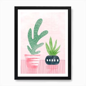 Cacti With Pink Art Print