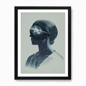 Girl With A Galaxy In Her Head Art Print