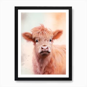 White Cloudy Baby Highland Cow Art Print