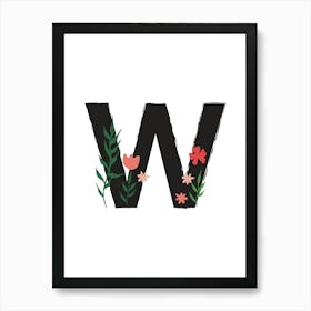 Bedroom Decor White Floral Letters Grey 23 Art Print