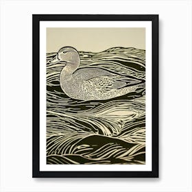 Mallard Duck Linocut Bird Art Print