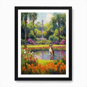 A Painting Of A Dog In Royal Botanic Gardens, Melbourne Australia In The Style Of Impressionism 03 Art Print