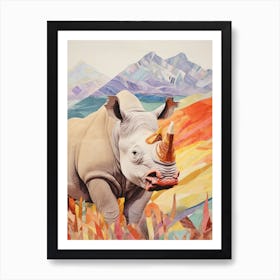 Pastel Rhino 4 Art Print