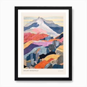 Mount Mansfield 1 Colourful Mountain Illustration Poster Art Print
