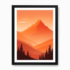 Misty Mountains Vertical Composition In Orange Tone 309 Art Print
