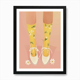 White Floral Vintage Shoes 2 Art Print