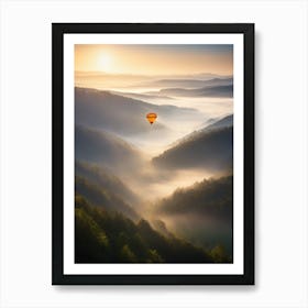 Hot Air Balloon In The Mist Art Print