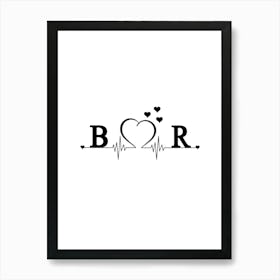 Personalized Couple Name Initial B And R Monogram Art Print