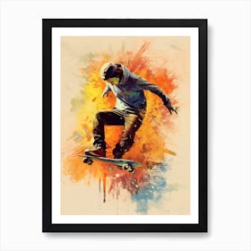 Skateboarding In Helsinki, Finland Drawing 1 Art Print