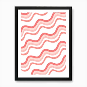 Pink And White Wavy Pattern 1 Art Print