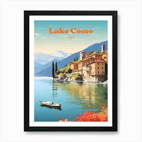 Lake Como Italy Lakeside Travel Art Art Print