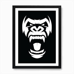Gorilla White Monkey Minimalist  Art Print