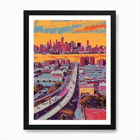 Long Island City New York Colourful Silkscreen Illustration 3 Art Print