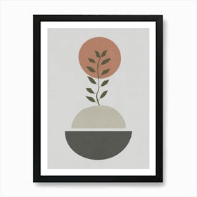 Minimalist Boho Plant Art with Geometric Shapes Art Print