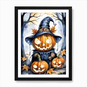 Cute Jack O Lantern Halloween Painting (3) Art Print