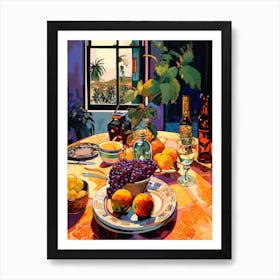 Table With Fruit And Wine Art Print