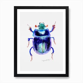 Anoplotrupes stercorosus or earth-boring dung beetle , watercolor artwork Art Print