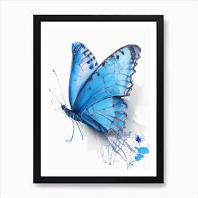 Common Blue Butterfly Graffiti Illustration 3 Art Print