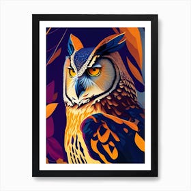 Great Horned Owl Pop Matisse Bird Art Print