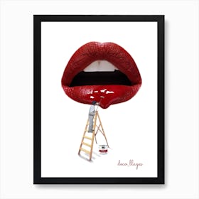 Bouche rouge à lèvres Art Print