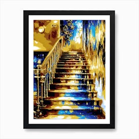 Gold Stairway Painting Art Print