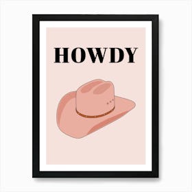 Howdy - Cowboy Hat Peach Art Print