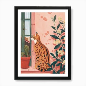 Bengal Cat Storybook Illustration 4 Art Print