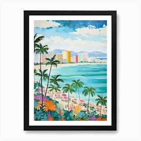 Waikiki Beach, Honolulu, Hawaii, Matisse And Rousseau Style 1 Art Print