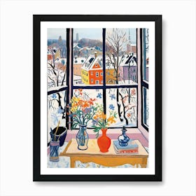 The Windowsill Of Munich   Germany Snow Inspired By Matisse 1 Art Print